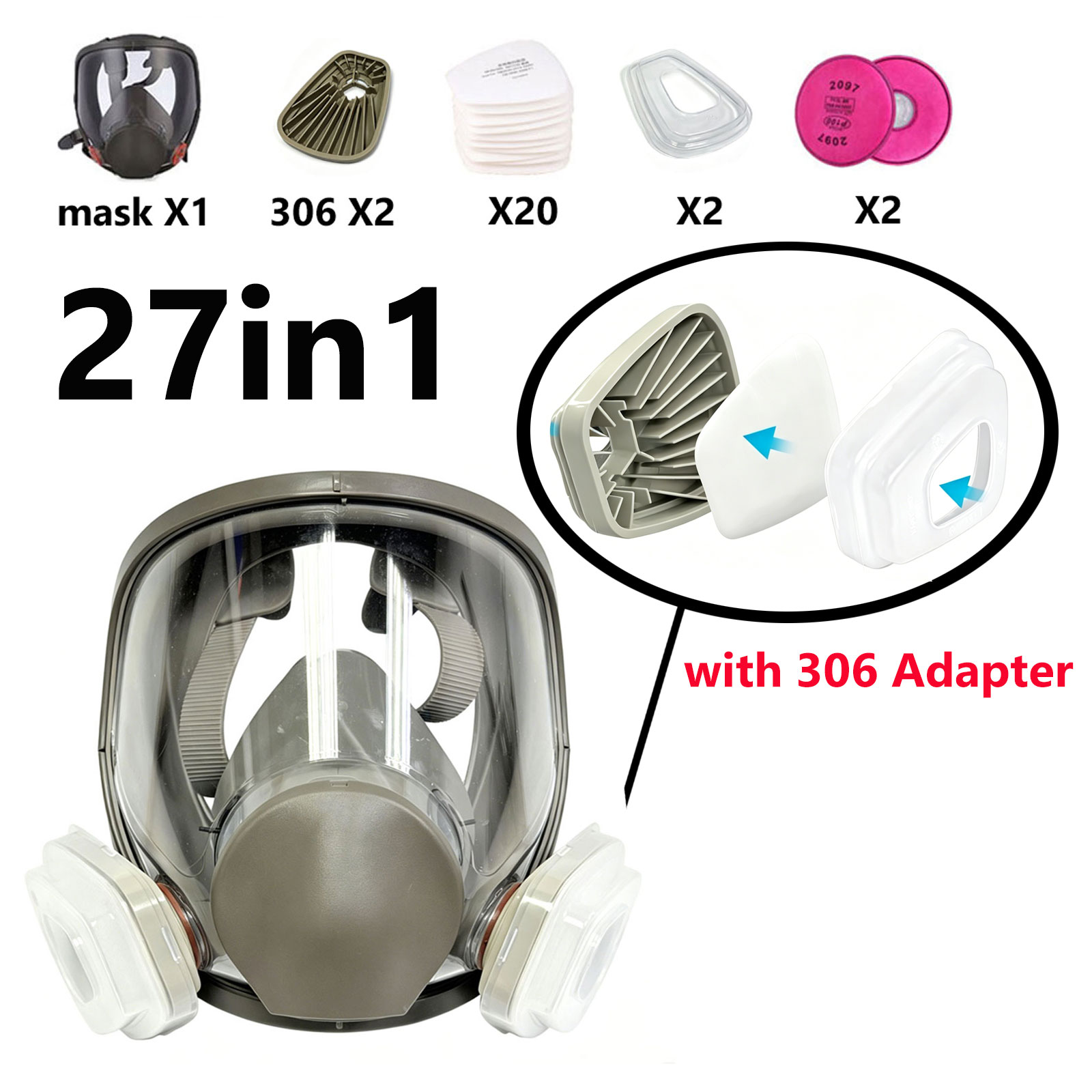 Dust Mask Construction - Полнолицевой респиратор 6800 с адаптером для